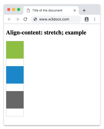 Propiedad CSS align-content con el valor stretch