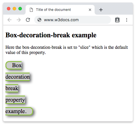 Propiedad CSS box-decoration-break con el valor slice y sombra