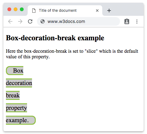 Propiedad CSS box-decoration-break con el valor slice