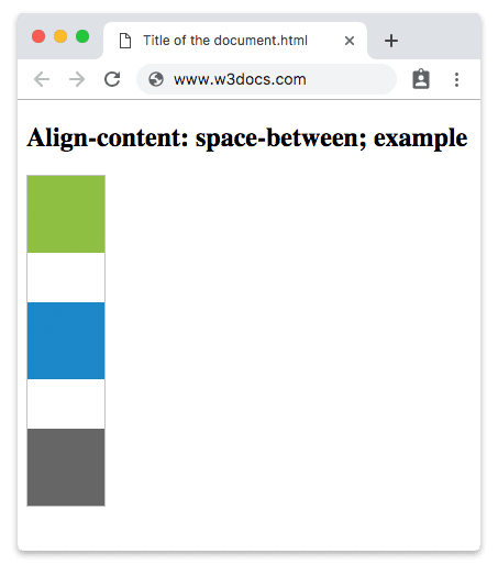 Propiedad CSS align-content con el valor space-between