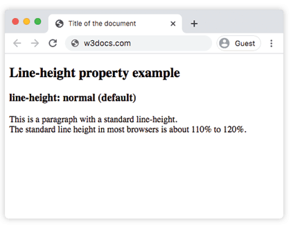 Párrafo renderizado con la line-height normal predeterminada en un navegador