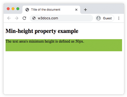 Ejemplo de salida de la propiedad CSS min-height