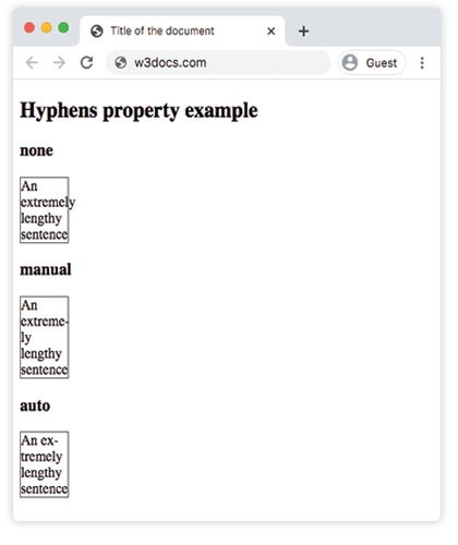 Propiedad CSS hyphens