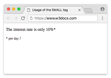 ejemplo de etiqueta small