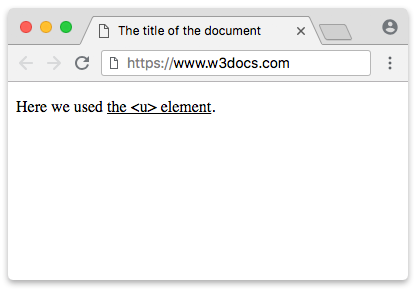 ejemplo de la etiqueta <u>