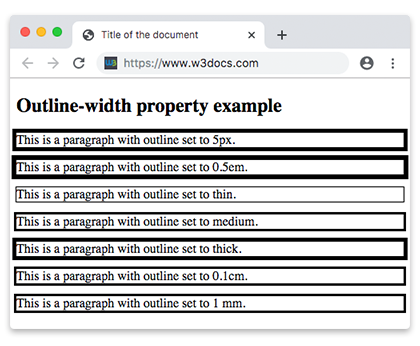 Propiedad CSS outline-width