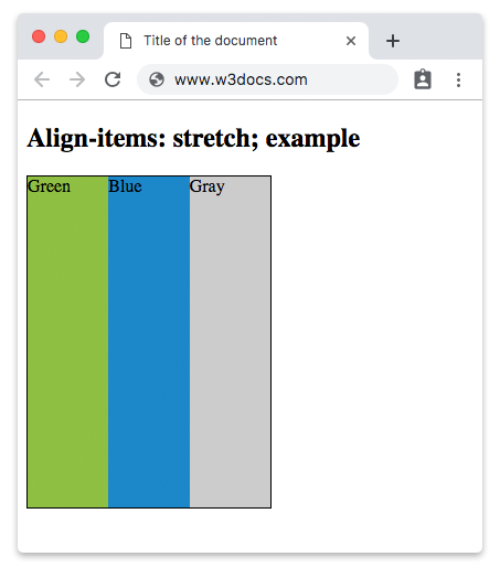 Propiedad CSS align-items con el valor stretch