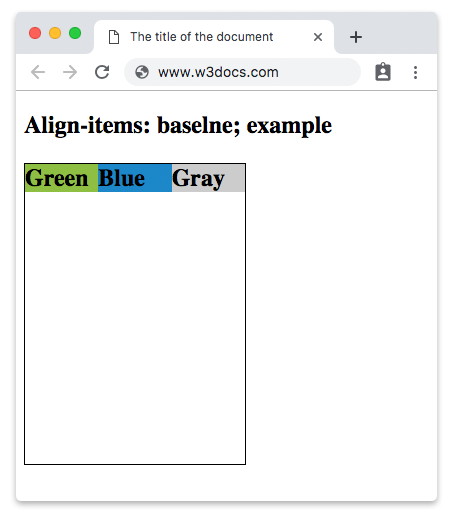 Propiedad CSS align-items con el valor baseline