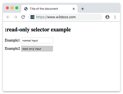 Ejemplo del selector :read-only