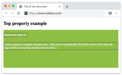 Propiedad top de CSS