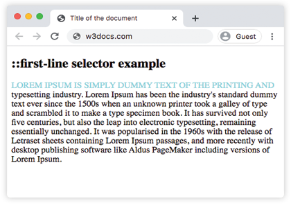 Propiedad CSS ::first-line