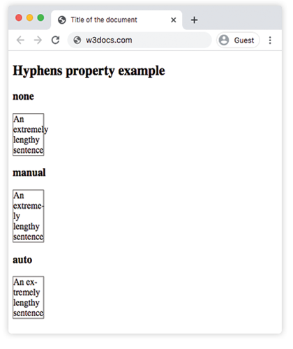 Propiedad CSS hyphens